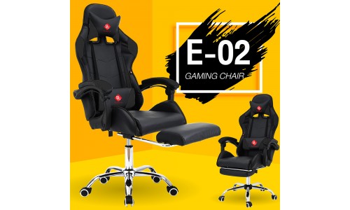 B&G เก้าอี้เล่นเกม เก้าอี้เกมมิ่ง เก้าอี้คอเกม Raching Gaming Chair รุ่น E-02 (Black)